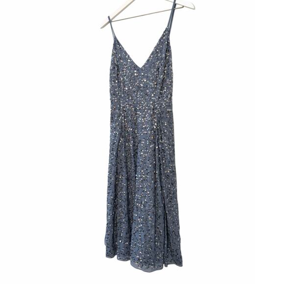 NWT ASOS Sequin Maxi Dress Blue Women’s Size 6 - Picture 3 of 11